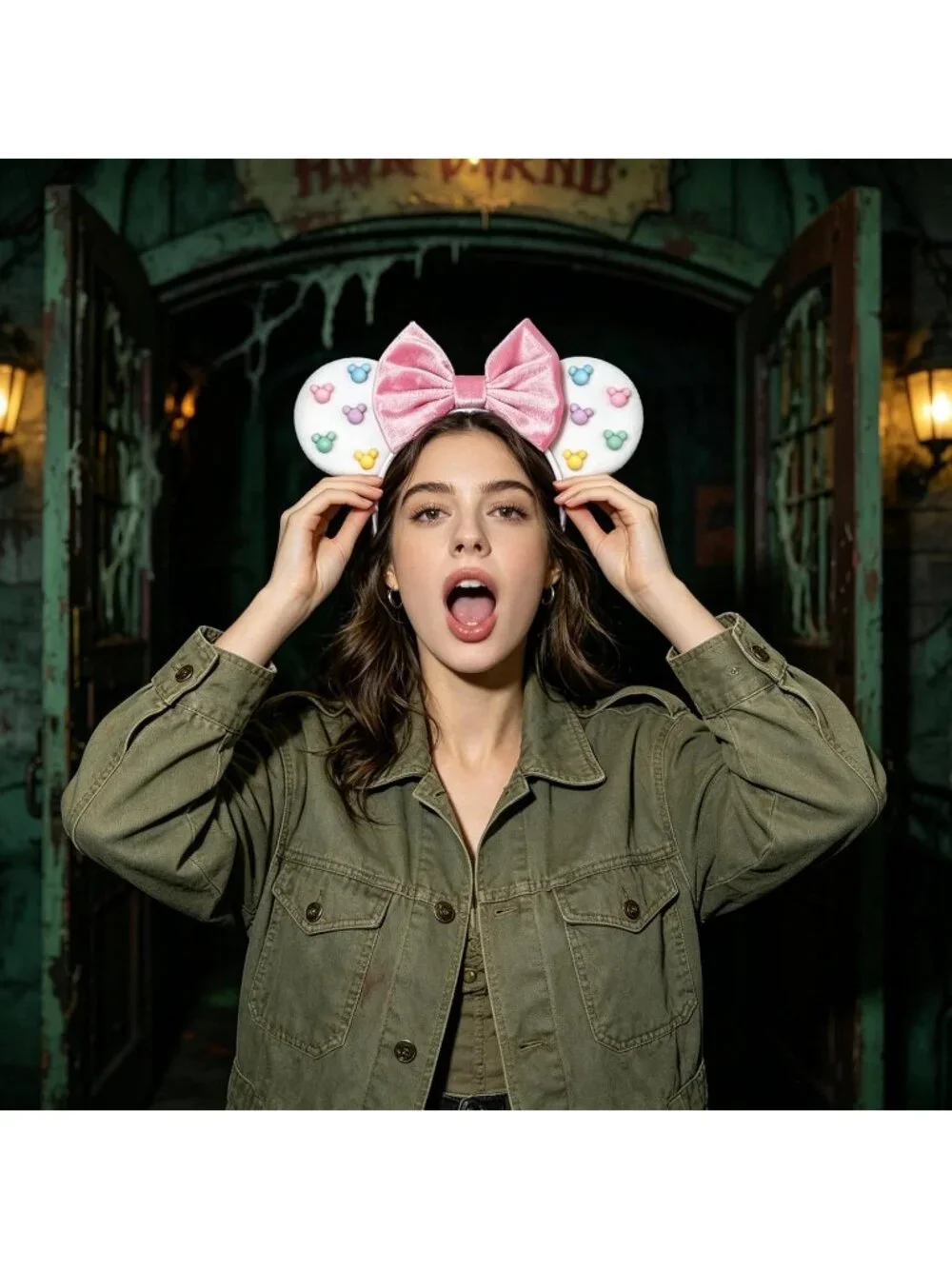 Women White cotton Candy-Inspired Mickey Mouse Hair Headband